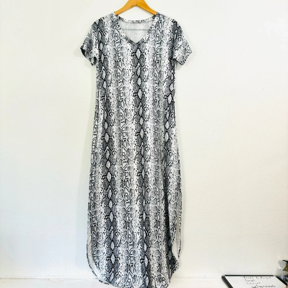 Arolina Short Sleeve Snake Skin Animal Print Short Sleeve Maxi Dress Size Mediu - Picture 1 of 6